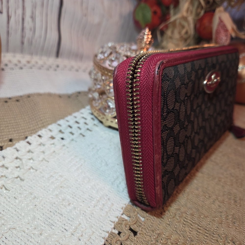 Coach Brown and Red Women's Wallet - Picture 4 of 9